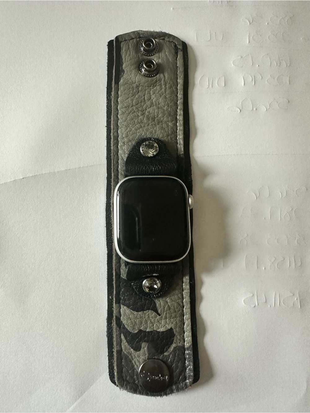 Spark’l Leather Cuff Watch Band Green Camouflage